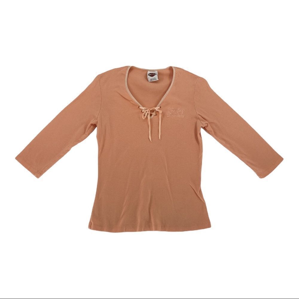 Medium Peach Mid-Sleeve Harley Davidson Shirt